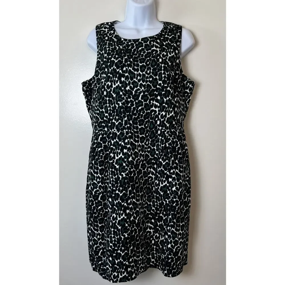 J.Crew Womens Teal Leopard Shift Dress Sz M 10 Leopard Corpcore Business Classic